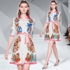 Sweet Bear Cartoon Print Dress: Casual A-Line Mini Shirt Dress with Turn-Down Collar for Summer