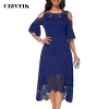 Casual Plus Size Slim White Lace Maxi Dresses Elegant Vintage Off Shoulder