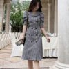 Gray Ruffles Bodycon OL Dress Fashion Half Sleeve