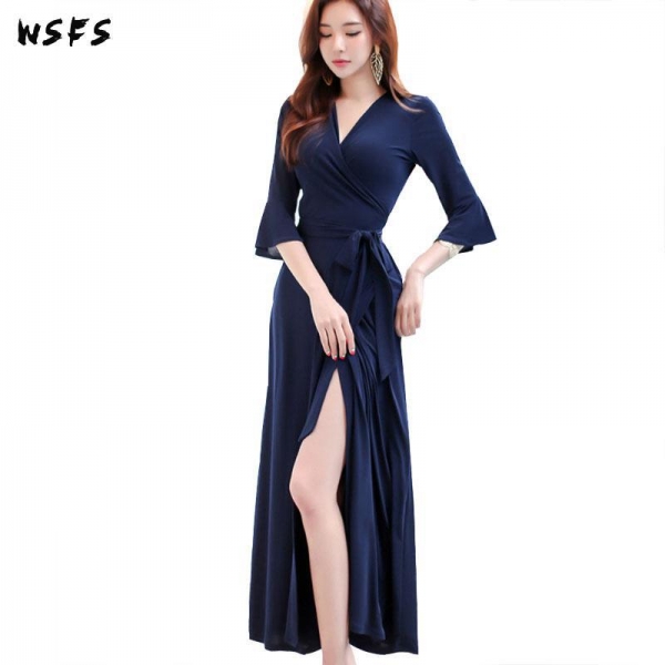 Summer Pink Dresses Blue Vneck Half Flare Sleeve Womens Dress Ruffles Vintage 18 Sexy Patry Office Long Loose Midi Sundress