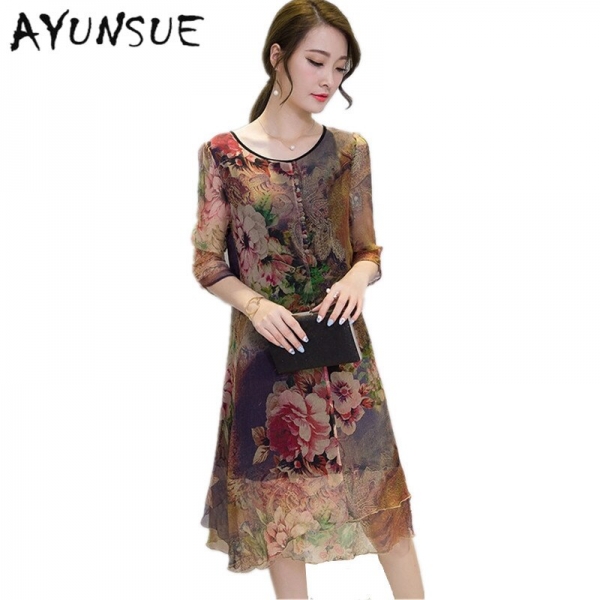 19 Half Sleeve Vestido Vintage Dress Plus size 4XL Medium Long Floral Silk Dress Women Clothing Thin Summer Dresses FYY342 19 Half Sleeve Vestido Vintage Dress Plus size 4XL Medium Long Floral Silk Dress Women Clothing Thin Summer Dresses FYY342