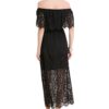 Slash Neck Lace Half Sleeve Dress Tall Waist Slim Ladies Hollow Out