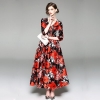 Step into Elegance: New Spring Floral Print Long Runway Dress - Embrace Bohemian Beauty and Radiate Confidence