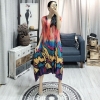 Spring Summer New Pleated Dress For Women Fashion Painting Fold Famale's Half Sleeve Dress Loose Temperament YH686