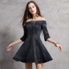 Women Denim Dress Sexy Off-Shoulder Women's Clothing Half Sleeve Denim Jeans Dress Vestido de Festa Vintage Sexy Wear