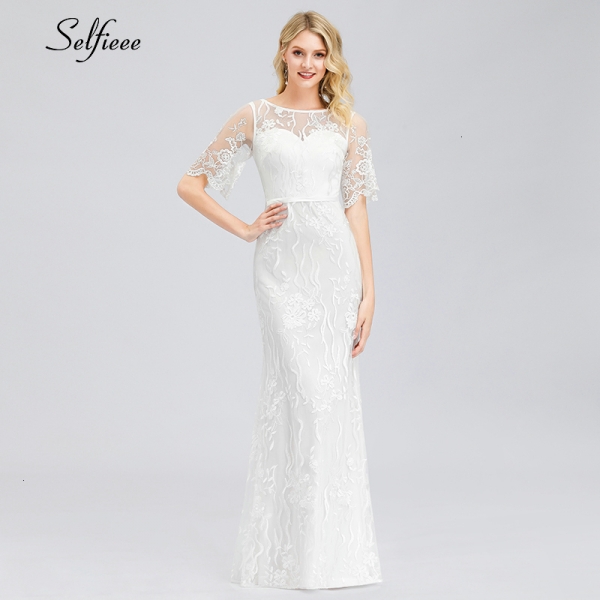 Mermaid O-Neck Half Sleeve Illusion Bodycon Dress