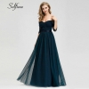 Elegant Long Women Dresses A-Line Solid Color Half Sleeve V-Neck Ladies Summer Maxi Dresses 19 Vestidos De Fiesta De Noche