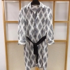 Half Sleeve Dress Lingge Hollowed Out Hook Lace Dress With Belt