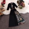 Round Collar with Scarf Decoration Patchwork Knotted Cotton Chiffon Pleated Half Sleeve Dress