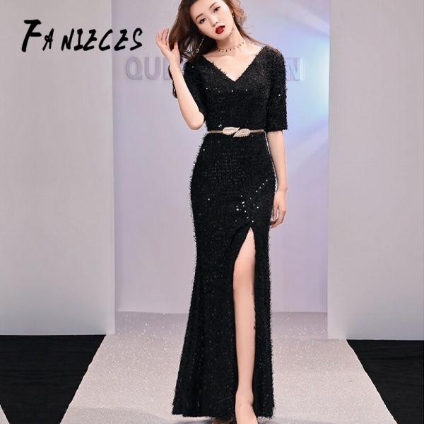Spring robe Sexy Half Sleeve Trumpet Mermaid Banquet Elegant summer Dress red Side split Annual Meeting Host Evening Party Dress Spring robe Sexy Half Sleeve Trumpet Mermaid Banquet Elegant summer Dress red Side split Annual Meeting Host Evening Party Dress