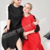 Miyake fashion fold patchwork half sleeve o-neck a-line dress