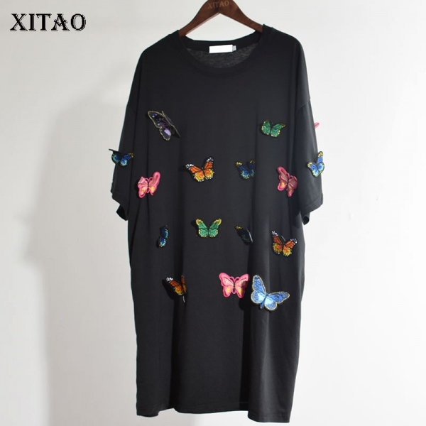New Street Women Solid Color 3D Decoration Loose Dress Female