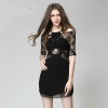 Halter Sexy Bandage Dress Half Sleeve Black Lace Wrap Dress Clubwear