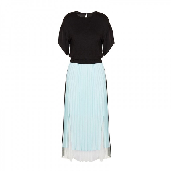 Women Maxi Dress O-neck Half Sleeve Draped Patchwork Mid-Calf Dresses 19 Autumn and Winter Women Maxi Dress O-neck Half Sleeve Draped Patchwork Mid-Calf Dresses 19 Autumn and Winter