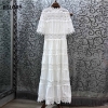 Long Dress High Quality Women Ruffled Collar Hollow