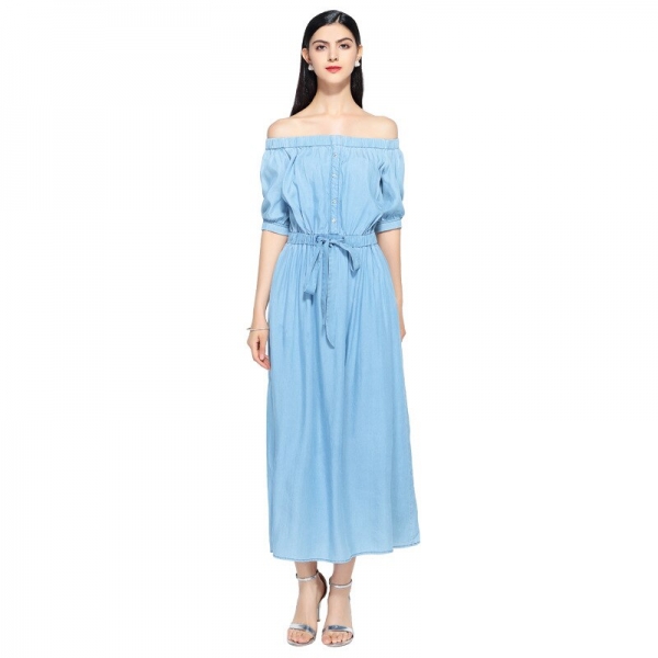 19 new summer casual slim dress women elegant slash neck half sleeve denim dresses vestidos de verano women clothes 19 19 new summer casual slim dress women elegant slash neck half sleeve denim dresses vestidos de verano women clothes 19