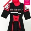 Half Sleeves Lace up High Waist Tunics black red Especially