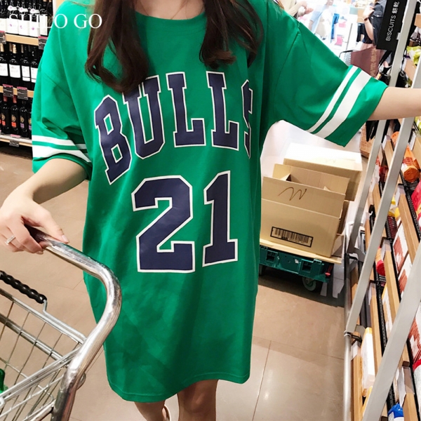 SHILO GO Dress Womens Summer Fashion Concise Casual O Neck half Sleeve dress casual loose England letter print BF slit dress 1 Concise Casual O Neck half Sleeve dress casual loose
