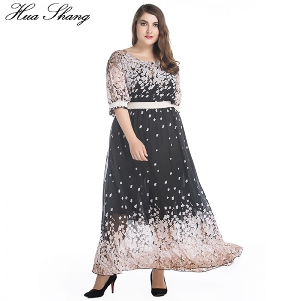 Women Summer Chiffon Dress O Neck Half Sleeve High Waist Floral Print Long Bohemian Beach Dress 5XL Large Size Women Clothing Women Summer Chiffon Dress O Neck Half Sleeve High Waist Floral Print Long Bohemian Beach Dress 5XL Large Size Women Clothing