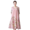 19 New National Style Women Vintage Embroidery Dresses Fashion Sweet Plus Size Half Sleeve Female Dresses Casual Loose Dresses