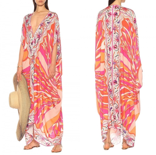 New V-neck printed fashion half sleeve elastic knitting loose casual dress
