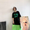 Chiffon stitching Mid-Long Loose Cotton casual dress Korean