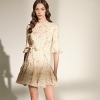 Dress Spring Boho Floral Printed Lace Patchwork Ruffles Half Sleeve Fish Tail
