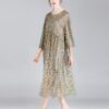 Plus size half sleeves loose fit two pieces dress