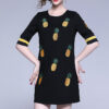 Runway Black Half Sleeve Slim Dress Casual O Neck