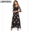 18 Spring Summer Women New Embroidery Lace Dress Half Sleeve Net Yarn 2Piece Set Black Dresses Large Size Women Is100