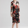 High quality floral print dress 19 autumn fashion half sleeves elegant dress