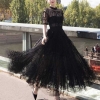 Party Long Dress 19 Spring Sexy Black Ball Half Sleeve Slim