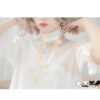 Delly Japanese sweet soft sister dress stripe mesh Lolita half sleeve