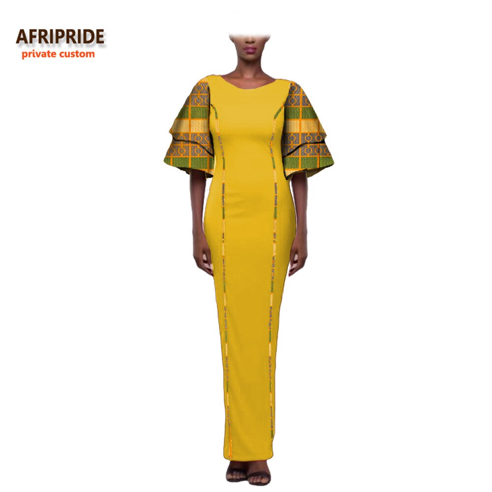 19 african style autumn dress for women AFRIPRIDE private custom wide half sleeve ankle length dress 100% batik cotton A722574