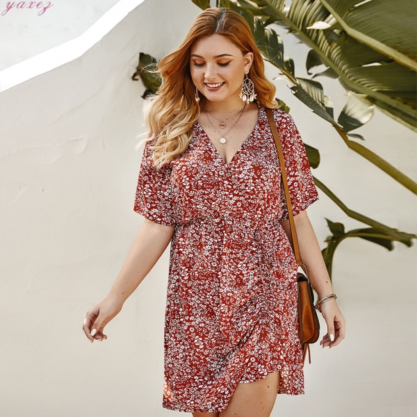 Summer Chiffon Women Dress Red Elegant Ladies Vintage V-Neck Floral Sexy Dress Boho Floral Office Half Sleeve Vestidos Clothing Summer Chiffon Women Dress Red Elegant Ladies Vintage V-Neck Floral Sexy Dress Boho Floral Office Half Sleeve Vestidos Clothing