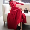 Half high collar long sleeve sweater dress big swing