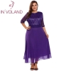 IN'VOLAND Women Lace Dress Plus Size Summer Autumn O-Neck Half Sleeve Patchwork Slim A-Line Dresses Feminino Vestidos Big Size