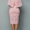 Large Size Dress Round Neck Lace Cutout Dress Female Elegant Five-point Sleeves