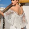 Lace Shawl V-neck White Elegant Dinner Long Dress Women Maxi