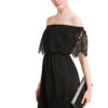 Slash Neck Lace Half Sleeve Dress Tall Waist Slim Ladies Hollow Out