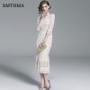 SMTHMA 19 Embroidered Mesh Long Dress: Elegance and Style Combined