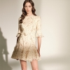 Floral Printed Lace Patchwork Ruffles Half Sleeve Fish Tail Dress