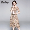 Runway Summer Chiffon Women Printed half Sleeve dress