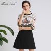 Autumn Women's Dress Half sleeve Crystal Tassel Print Dress