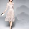 Party Dress O-Neck Round Neck A-Line Lace Dress Half Sleeve Knee Length
