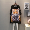 Korean fashion wild tiger patch loose large size trend wild short-sleeved dress female