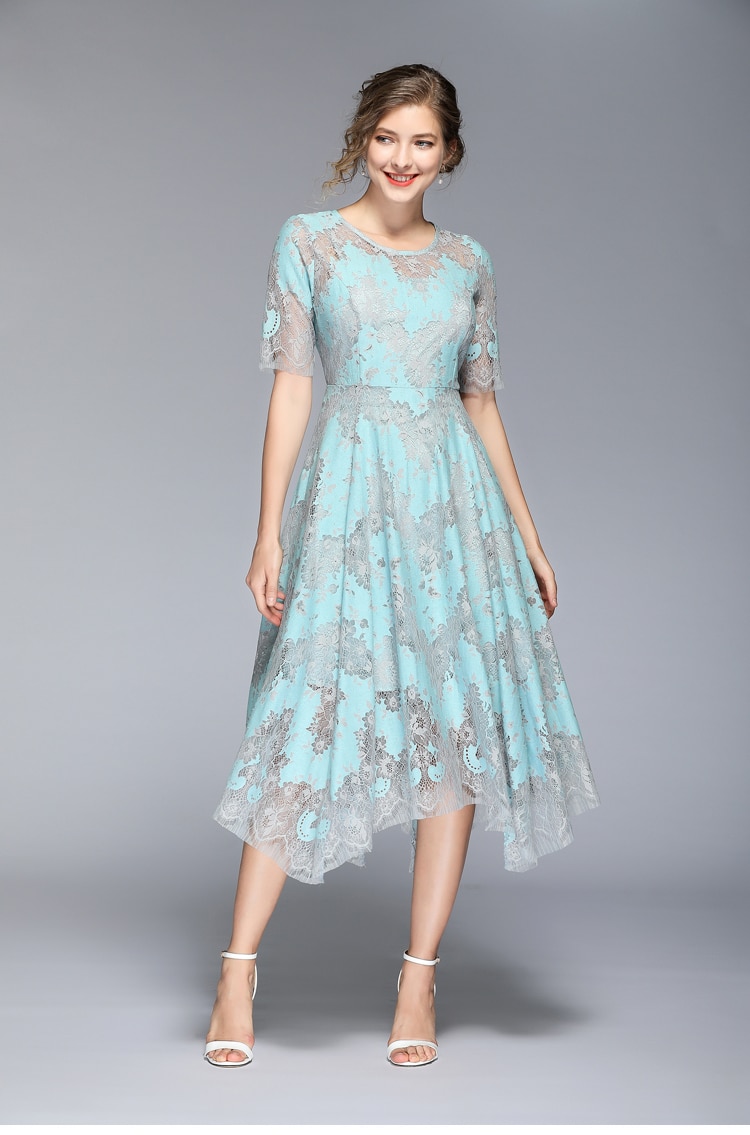 Dress Vintage Runway Hit Color Half Sleeve Dress