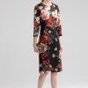 Europe&America women high quality floral print dress 19 autumn fashion half sleeves elegant dress B013