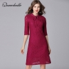 Bow Ties Collar Half Sleeve Women Dress 3XL 4XL 5XL Plus Size