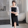 Dress Summer Elegant Half Sleeve Straight Slim Mid-calf